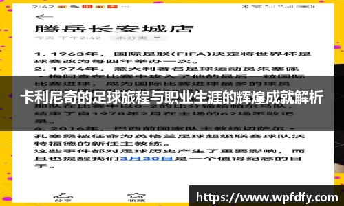 卡利尼奇的足球旅程与职业生涯的辉煌成就解析